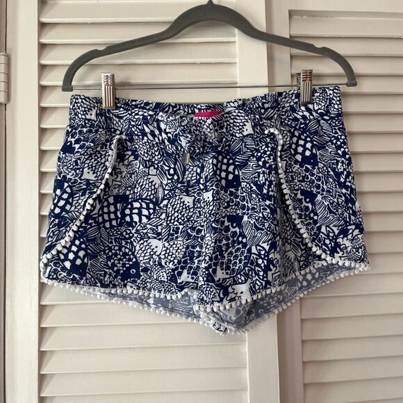 Lilly Pulitzer for Target blue white print pompom shorts medium - Picture 11 of 15
